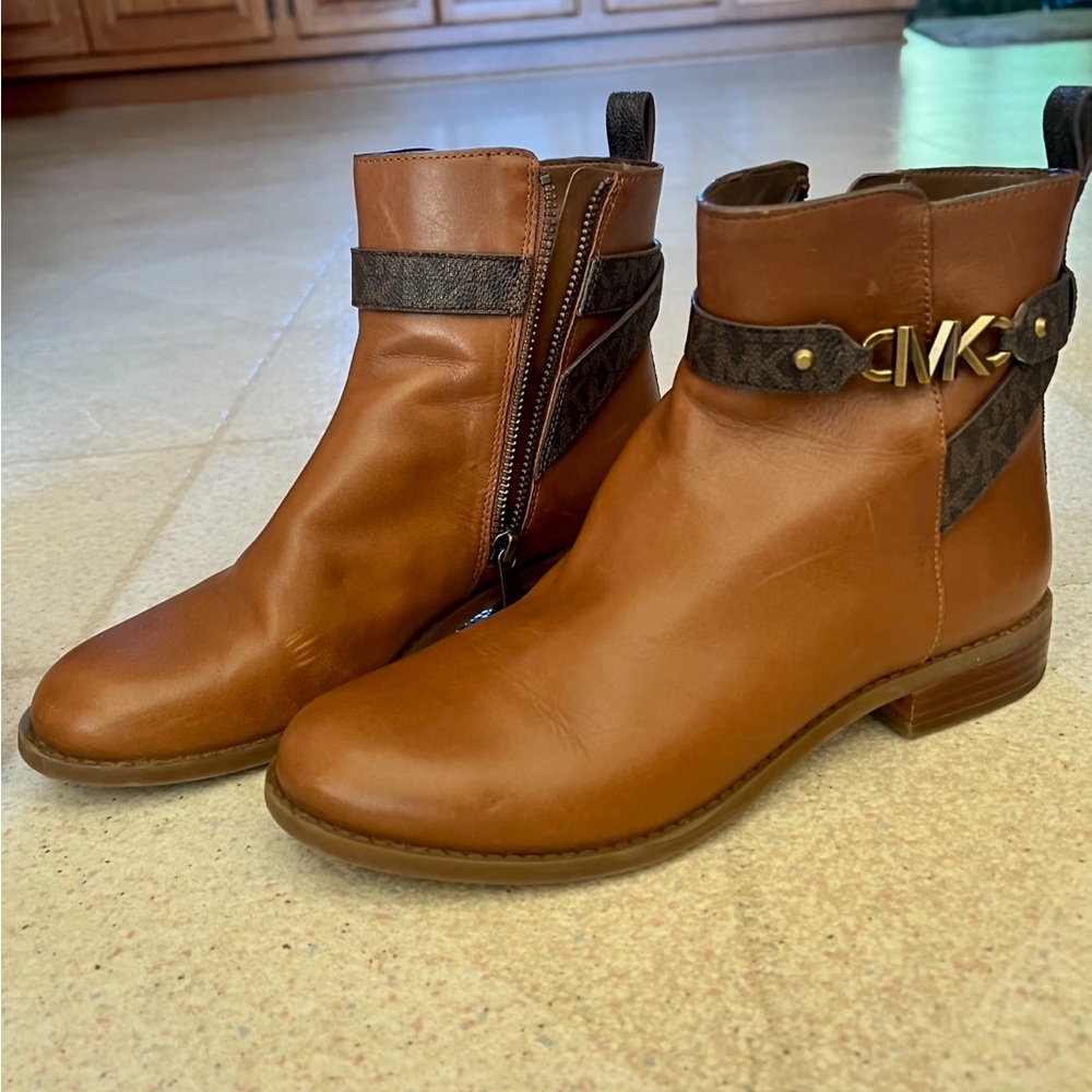 Michael Kors Tan Ankle Booties with Logo Accent